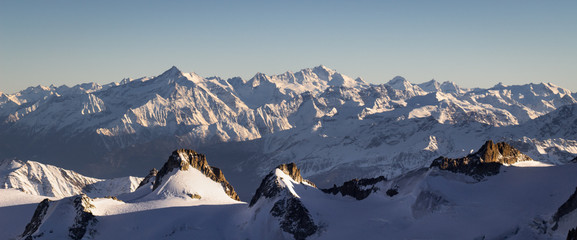 The Alps Panorama from Aiguille du Midi near Mont Blanc