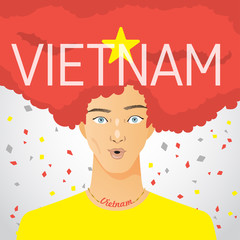 Surprised Man with National Flag in Afro Hair :  Vector Illustration
