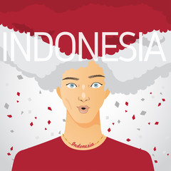 Surprised Man with National Flag in Afro Hair :  Vector Illustration