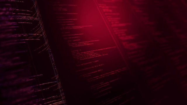 Red Programming C# Code Background. Animated computer script programming code as technology background. Seamless loop. The depth of field. A real C# code written by me.