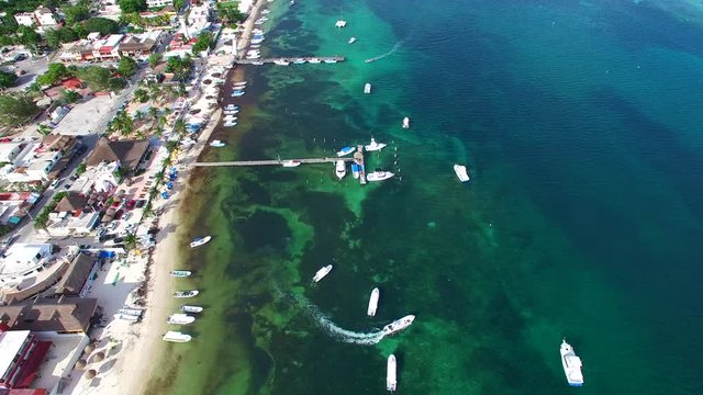 Puerto Morelos Aerial View Footage