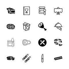 Collection of 16 dinner filled and outline icons