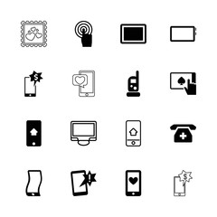 Collection of 16 smartphone filled and outline icons