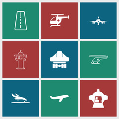 Collection of 9 jet filled and outline icons