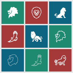 Collection of 9 majestic filled and outline icons