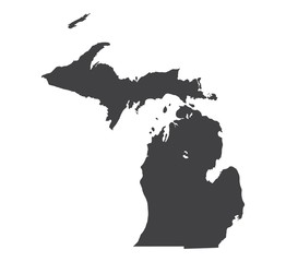 Vector michigan map silhouette. Isolated vector Illustration. Black on White background.