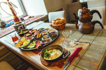 Rich and delicious traditional Turkish breakfast