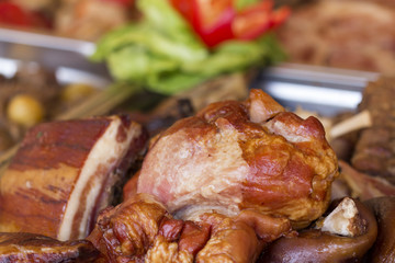 Delicious fried pork trotters and ribbs