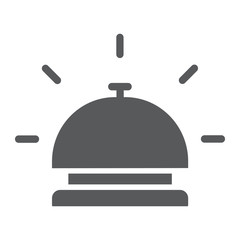 Obraz premium Hotel bell glyph icon, travel and hotel, reception sign vector graphics, a solid pattern on a white background, eps 10.