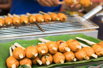 Fried fish-paste balls, Tod Mun Pla Guy(Thai food)