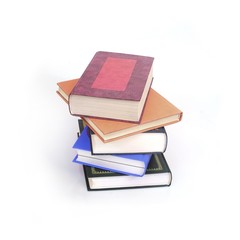Stack of books isolated on white background