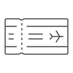 Fototapeta premium Airport ticket thin line icon, travel and tourism, airline sign vector graphics, a linear pattern on a white background, eps 10.