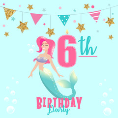 Birthday invitation with mermaid