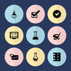 Set of 9 test filled icons