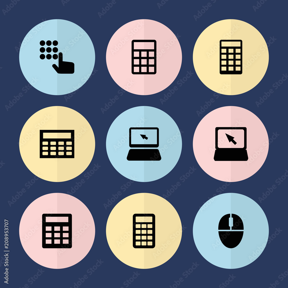 Poster set of 9 keyboard filled icons