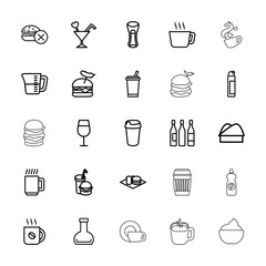 Collection of 25 drink outline icons