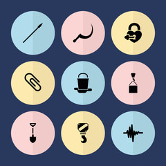 Set of 9 metal filled icons