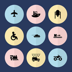 Set of 9 transportation filled icons