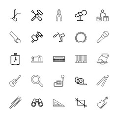 Collection of 25 instrument outline icons