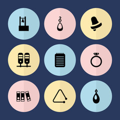 Set of 9 ring filled icons