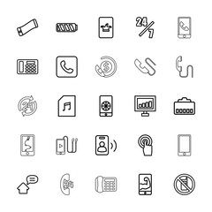 Collection of 25 phone outline icons
