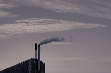 Isolated Powerplant before Sky and Clouds Copenhagen Denmark