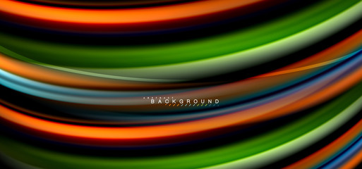 Multicolored wave lines on black background design