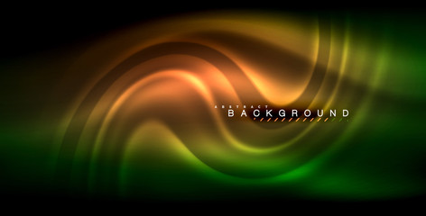 Neon glowing wave, magic energy and light motion background