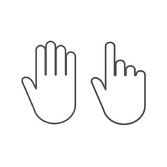 Hand icon. Line hand icon. Vector illustration, flat design.
