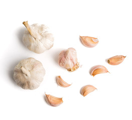 garlic on white background..