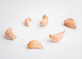 garlic on white background..
