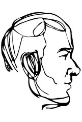  sketch portrait profile of an elderly man