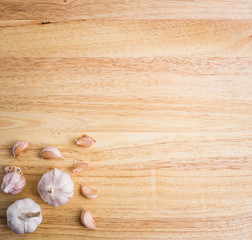 garlic on wooden for background