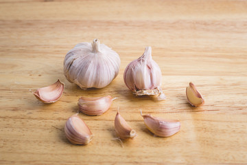 garlic on wooden background