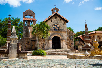 Fototapeta premium Ancient village Altos de Chavon - Colonial town reconstructed in Dominican Republic. Casa de Campo, La Romana.