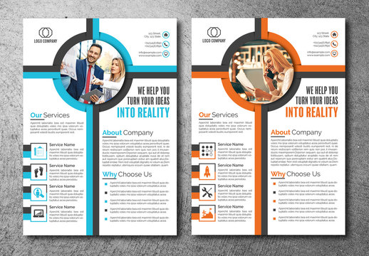 Flyer Layout with Central Circle Element