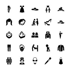 Collection of 25 woman filled icons