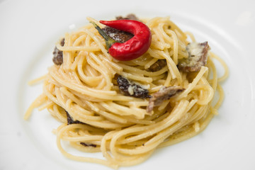 Carbonara pasta in a plate