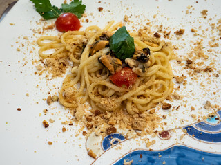plate of spaghetti from the mediterranean sea