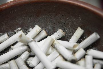 cigarette butts in the ashtray