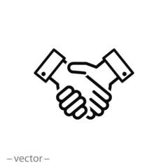 handshake line sign, icon vector