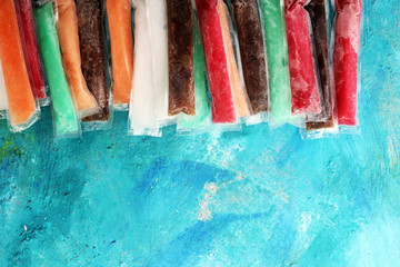 Colorful frozen fruit bar ice pops