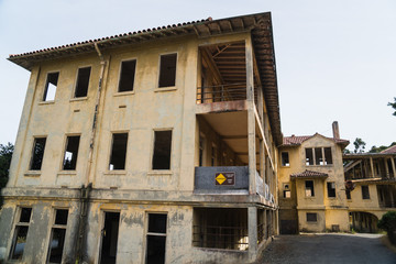 Abandoned military base structures on Angel Island