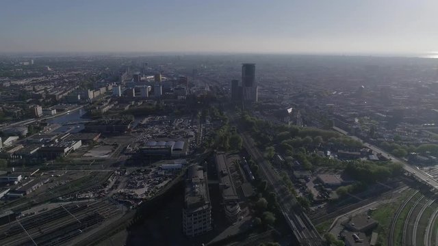 Aerial Helicopter View Downtown Den Haag