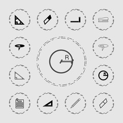 Collection of 13 stationery filled and outline icons