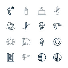 Collection of 16 heat outline icons