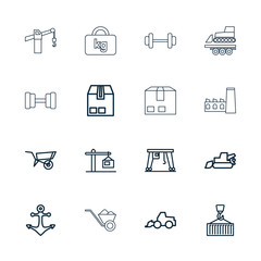 Collection of 16 heavy outline icons