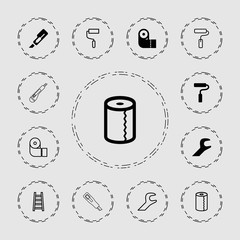 Collection of 13 utility filled and outline icons
