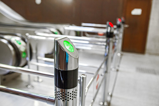 Close-up Detail Of An Access Control System Equipment At The Budapest Subway