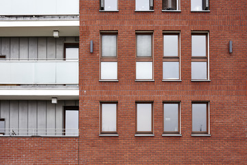 Modern building brick wall facade.